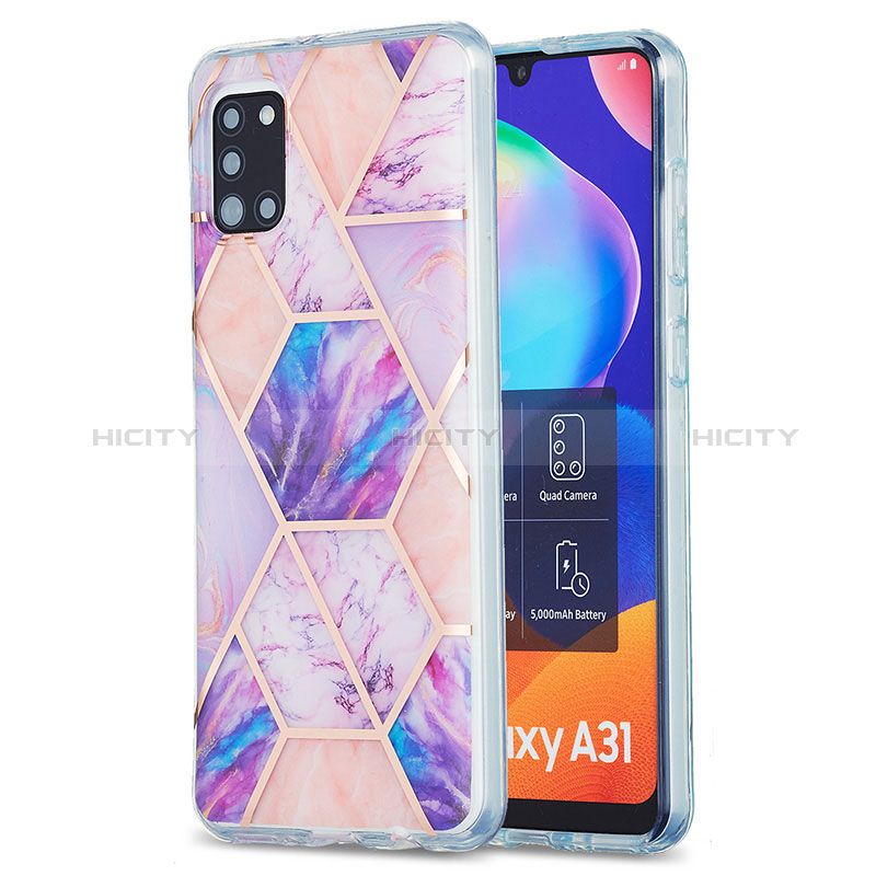 Handyhülle Silikon Hülle Gummi Schutzhülle Flexible Modisch Muster Y01B für Samsung Galaxy A31 Helles Lila