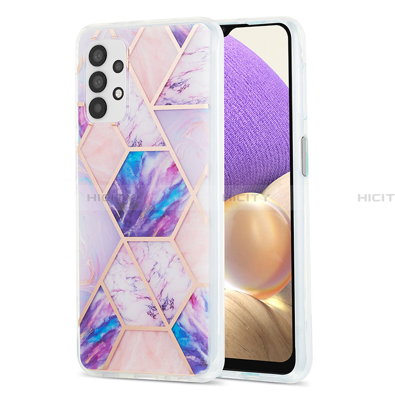 Handyhülle Silikon Hülle Gummi Schutzhülle Flexible Modisch Muster Y01B für Samsung Galaxy A32 5G Helles Lila Plus