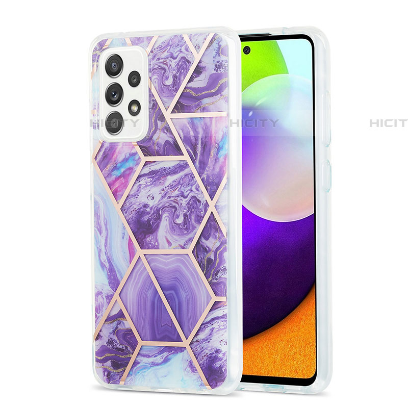 Handyhülle Silikon Hülle Gummi Schutzhülle Flexible Modisch Muster Y01B für Samsung Galaxy A52 4G Violett Plus