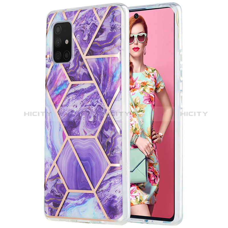 Handyhülle Silikon Hülle Gummi Schutzhülle Flexible Modisch Muster Y01B für Samsung Galaxy A71 4G A715 Violett Plus