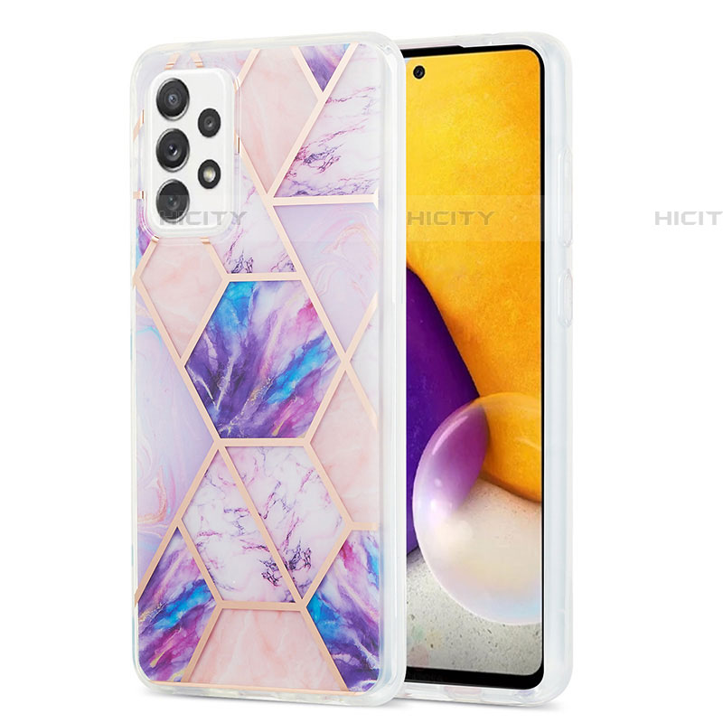 Handyhülle Silikon Hülle Gummi Schutzhülle Flexible Modisch Muster Y01B für Samsung Galaxy A72 4G Helles Lila Plus