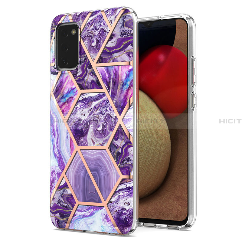 Handyhülle Silikon Hülle Gummi Schutzhülle Flexible Modisch Muster Y01B für Samsung Galaxy F02S SM-E025F Violett Plus