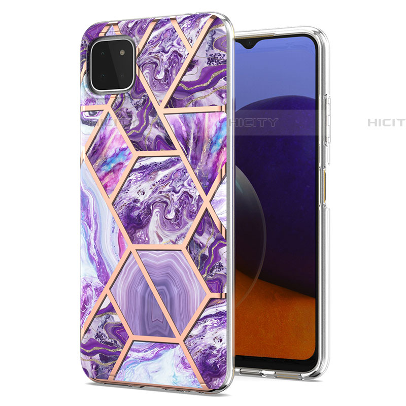 Handyhülle Silikon Hülle Gummi Schutzhülle Flexible Modisch Muster Y01B für Samsung Galaxy F42 5G Violett