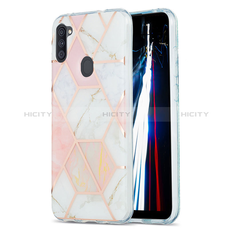 Handyhülle Silikon Hülle Gummi Schutzhülle Flexible Modisch Muster Y01B für Samsung Galaxy M11 Rosa