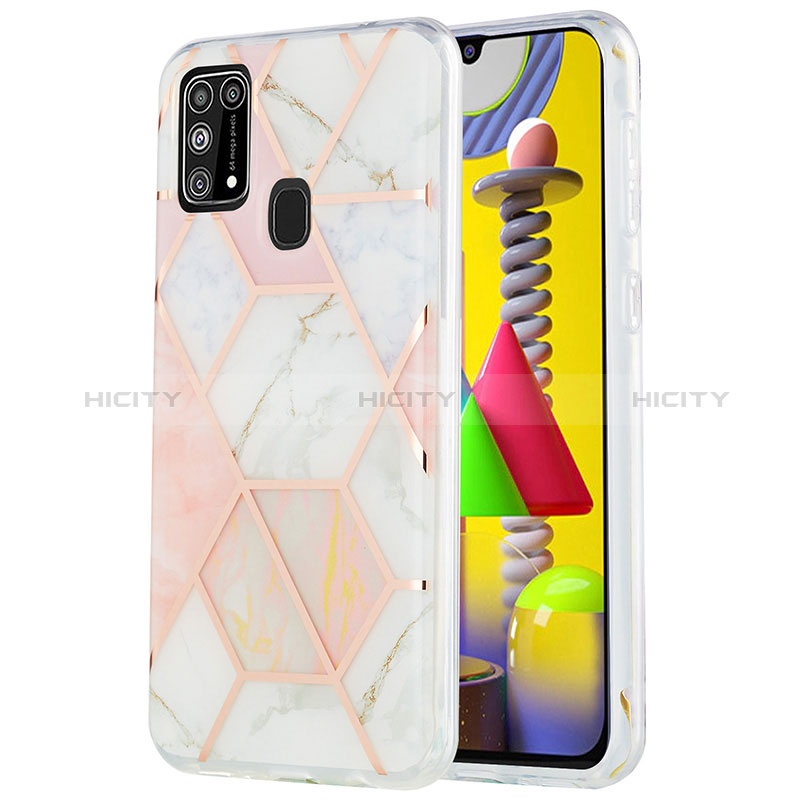 Handyhülle Silikon Hülle Gummi Schutzhülle Flexible Modisch Muster Y01B für Samsung Galaxy M31 Prime Edition Rosa Plus