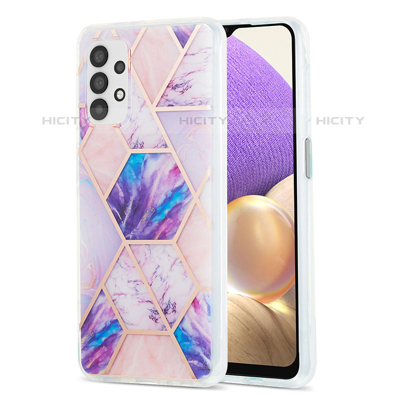 Handyhülle Silikon Hülle Gummi Schutzhülle Flexible Modisch Muster Y01B für Samsung Galaxy M32 5G Helles Lila