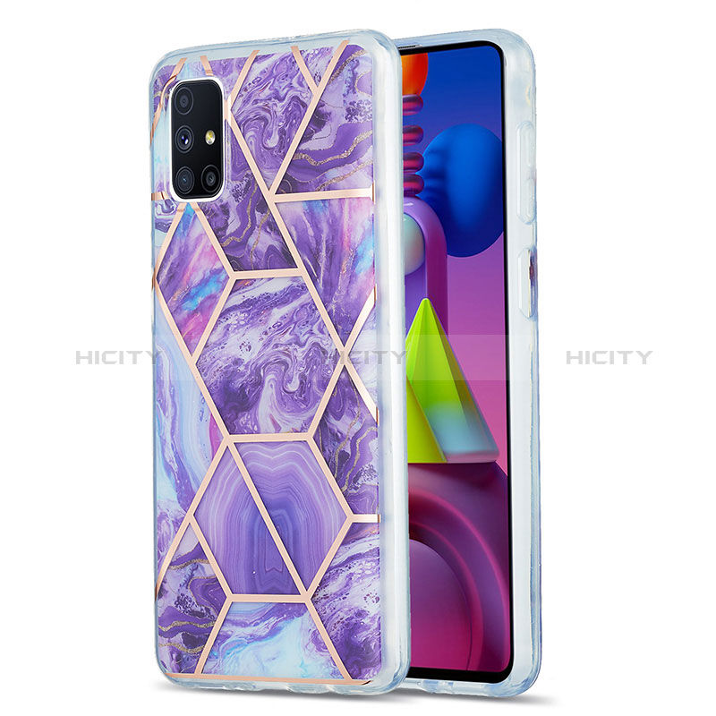 Handyhülle Silikon Hülle Gummi Schutzhülle Flexible Modisch Muster Y01B für Samsung Galaxy M51 Violett Plus