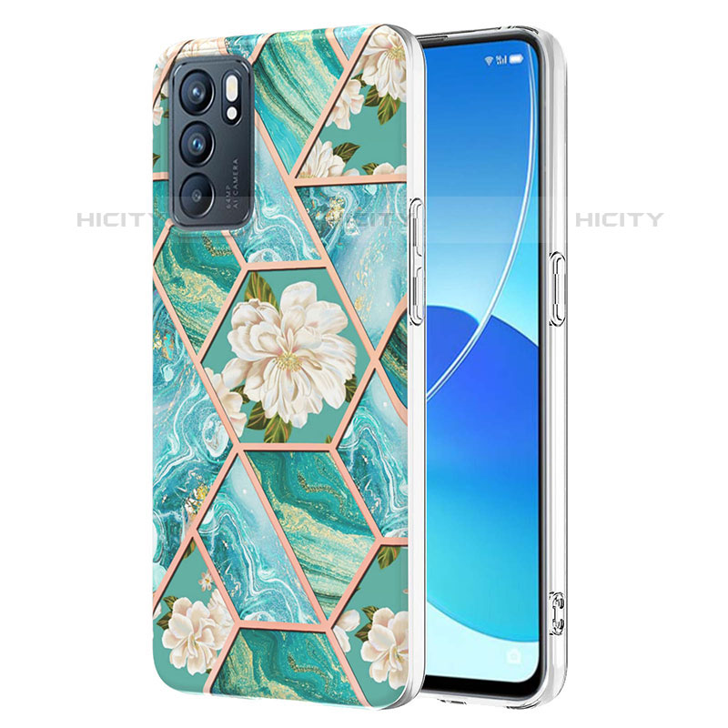 Handyhülle Silikon Hülle Gummi Schutzhülle Flexible Modisch Muster Y02B für Oppo Reno6 5G Grün