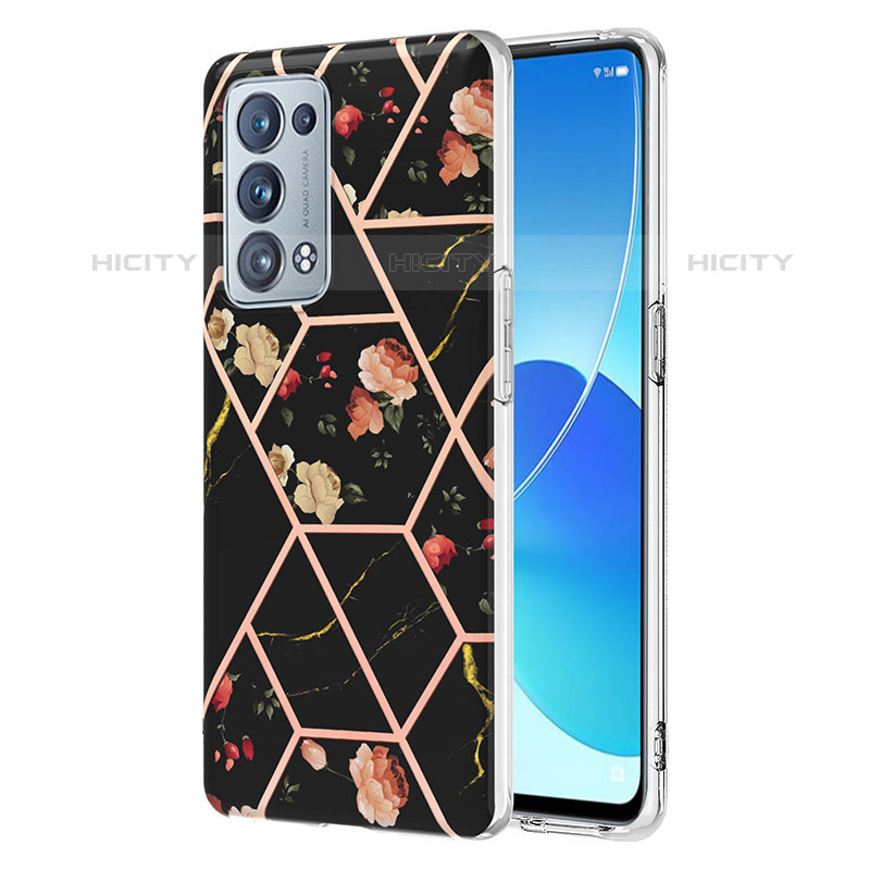 Handyhülle Silikon Hülle Gummi Schutzhülle Flexible Modisch Muster Y02B für Oppo Reno6 Pro 5G Schwarz