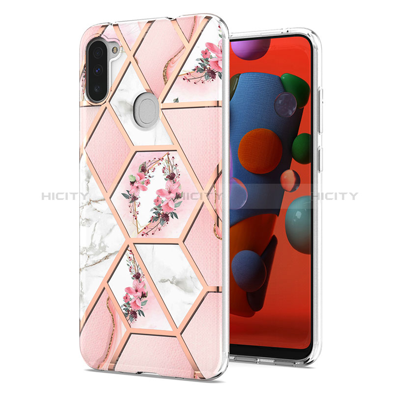 Handyhülle Silikon Hülle Gummi Schutzhülle Flexible Modisch Muster Y02B für Samsung Galaxy A11 Rosa