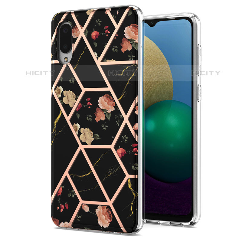 Handyhülle Silikon Hülle Gummi Schutzhülle Flexible Modisch Muster Y02B für Samsung Galaxy M02 Schwarz