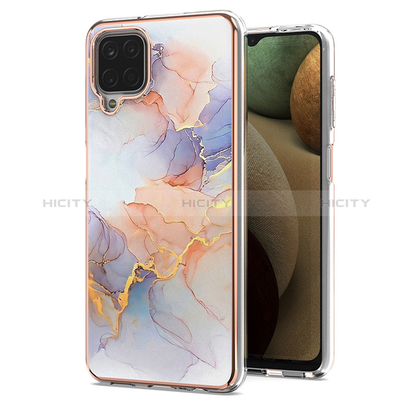 Handyhülle Silikon Hülle Gummi Schutzhülle Flexible Modisch Muster Y03B für Samsung Galaxy A12 Nacho Helles Lila Plus