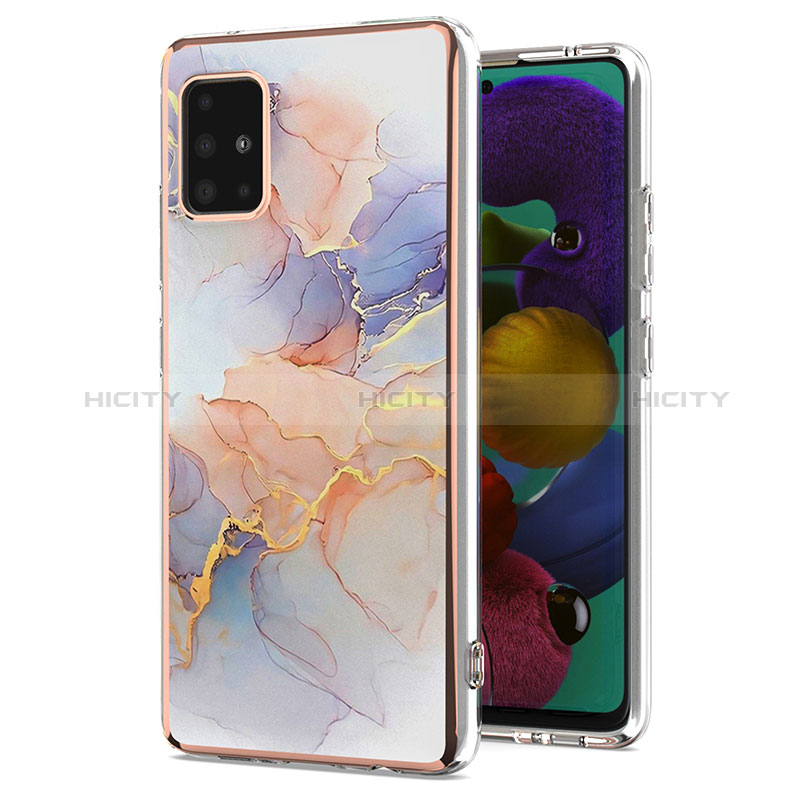 Handyhülle Silikon Hülle Gummi Schutzhülle Flexible Modisch Muster Y03B für Samsung Galaxy A51 4G Helles Lila