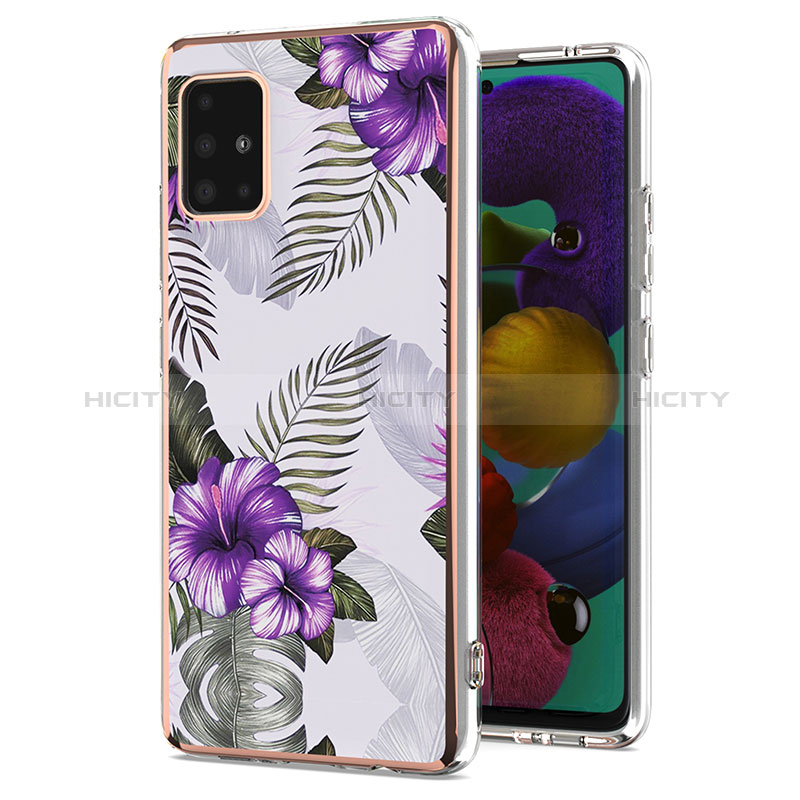 Handyhülle Silikon Hülle Gummi Schutzhülle Flexible Modisch Muster Y03B für Samsung Galaxy A51 4G Violett Plus