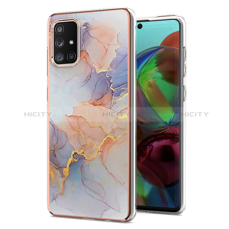 Handyhülle Silikon Hülle Gummi Schutzhülle Flexible Modisch Muster Y03B für Samsung Galaxy A71 4G A715 Helles Lila Plus