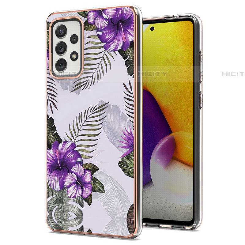 Handyhülle Silikon Hülle Gummi Schutzhülle Flexible Modisch Muster Y03B für Samsung Galaxy A72 4G Violett