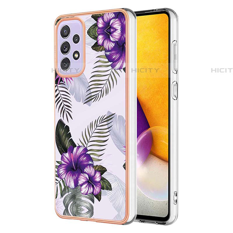 Handyhülle Silikon Hülle Gummi Schutzhülle Flexible Modisch Muster Y03B für Samsung Galaxy A73 5G Violett