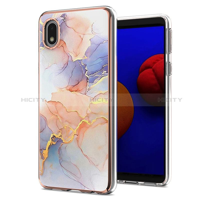 Handyhülle Silikon Hülle Gummi Schutzhülle Flexible Modisch Muster Y03B für Samsung Galaxy M01 Core Helles Lila Plus