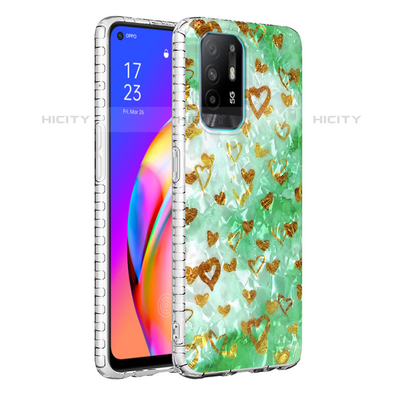 Handyhülle Silikon Hülle Gummi Schutzhülle Flexible Modisch Muster Y04B für Oppo A94 4G Minzgrün Plus