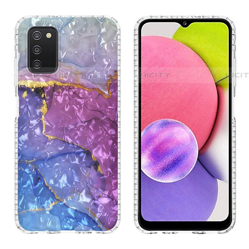 Handyhülle Silikon Hülle Gummi Schutzhülle Flexible Modisch Muster Y04B für Samsung Galaxy A03s Violett