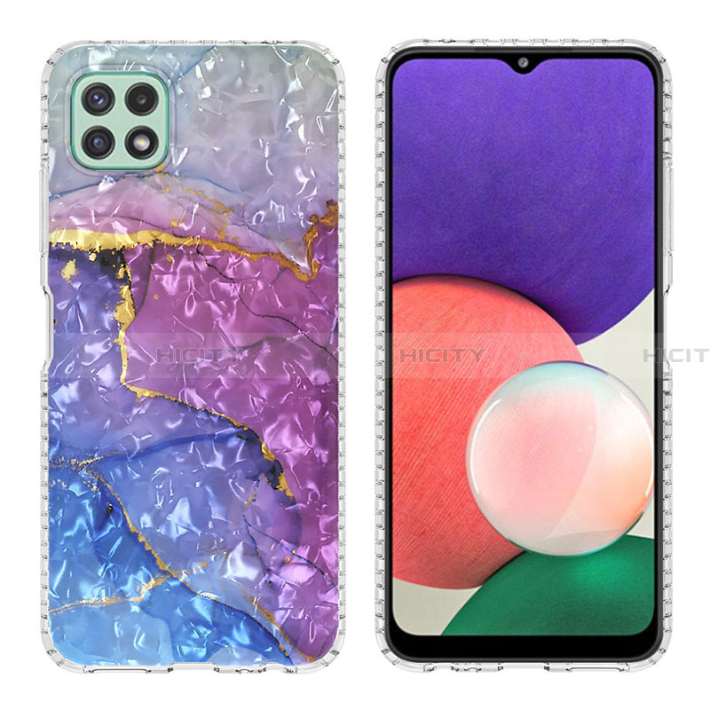 Handyhülle Silikon Hülle Gummi Schutzhülle Flexible Modisch Muster Y04B für Samsung Galaxy A22 5G Violett Plus
