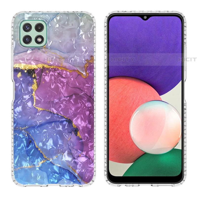 Handyhülle Silikon Hülle Gummi Schutzhülle Flexible Modisch Muster Y04B für Samsung Galaxy F42 5G Violett