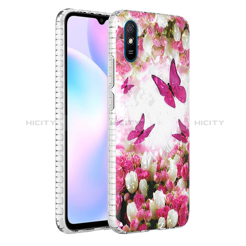 Handyhülle Silikon Hülle Gummi Schutzhülle Flexible Modisch Muster Y04B für Xiaomi Redmi 9A Rot Plus