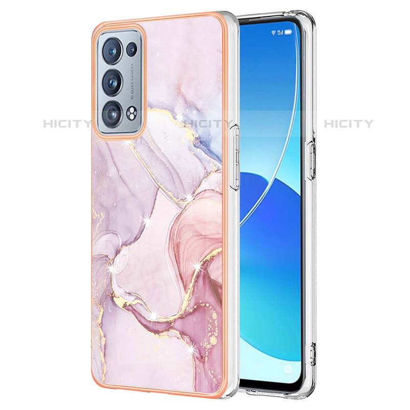 Handyhülle Silikon Hülle Gummi Schutzhülle Flexible Modisch Muster Y05B für Oppo Reno6 Pro 5G Rosa