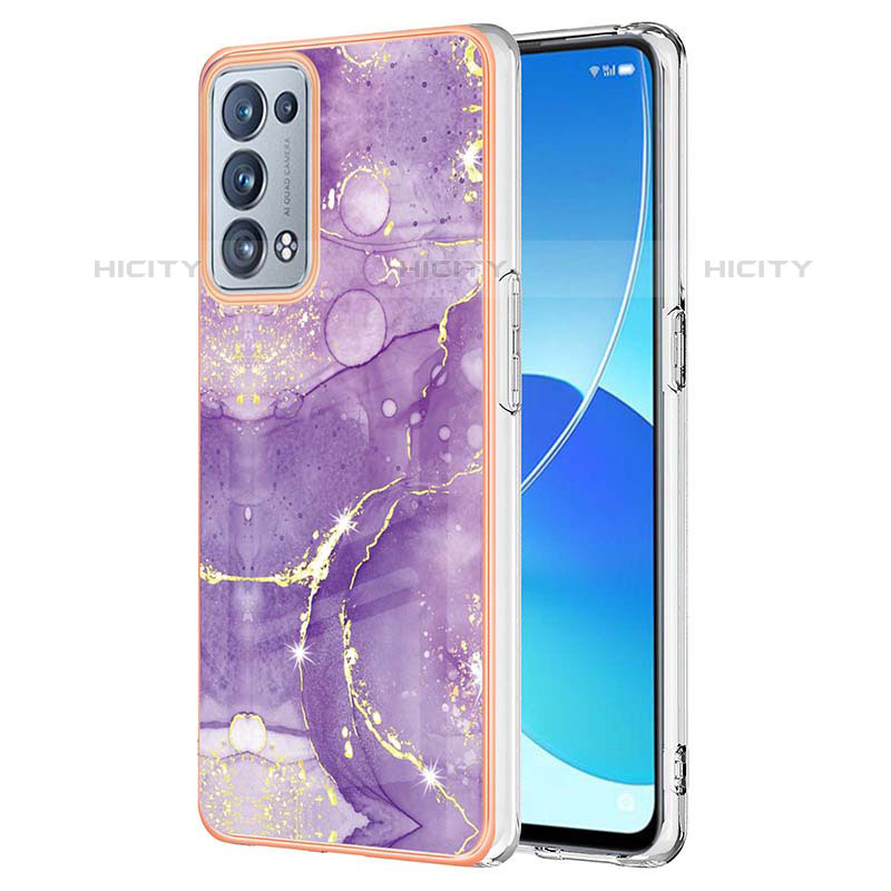 Handyhülle Silikon Hülle Gummi Schutzhülle Flexible Modisch Muster Y05B für Oppo Reno6 Pro 5G Violett