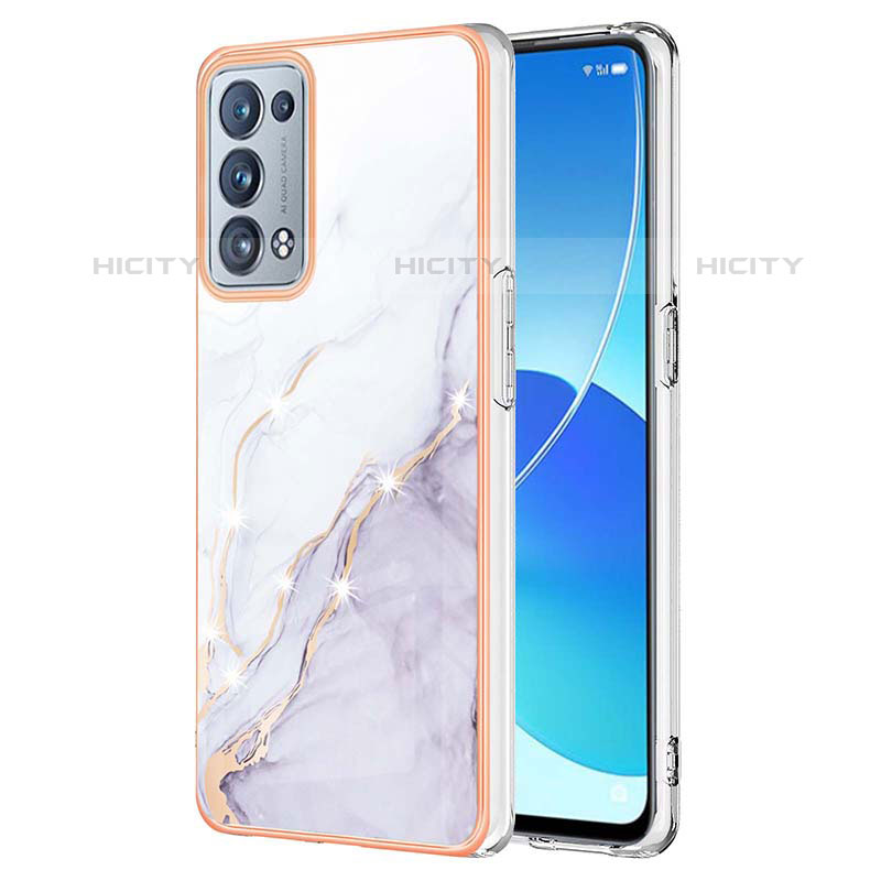 Handyhülle Silikon Hülle Gummi Schutzhülle Flexible Modisch Muster Y05B für Oppo Reno6 Pro 5G Weiß