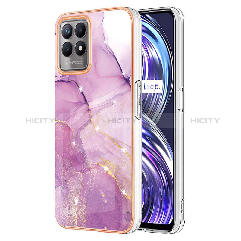 Handyhülle Silikon Hülle Gummi Schutzhülle Flexible Modisch Muster Y05B für Realme 8i Helles Lila