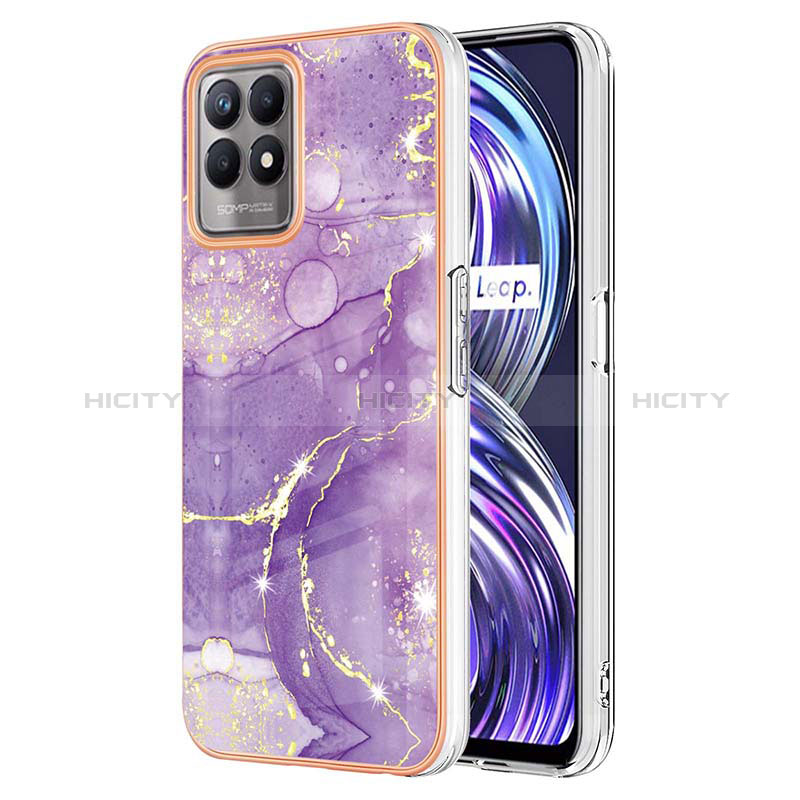 Handyhülle Silikon Hülle Gummi Schutzhülle Flexible Modisch Muster Y05B für Realme Narzo 50 4G Violett Plus