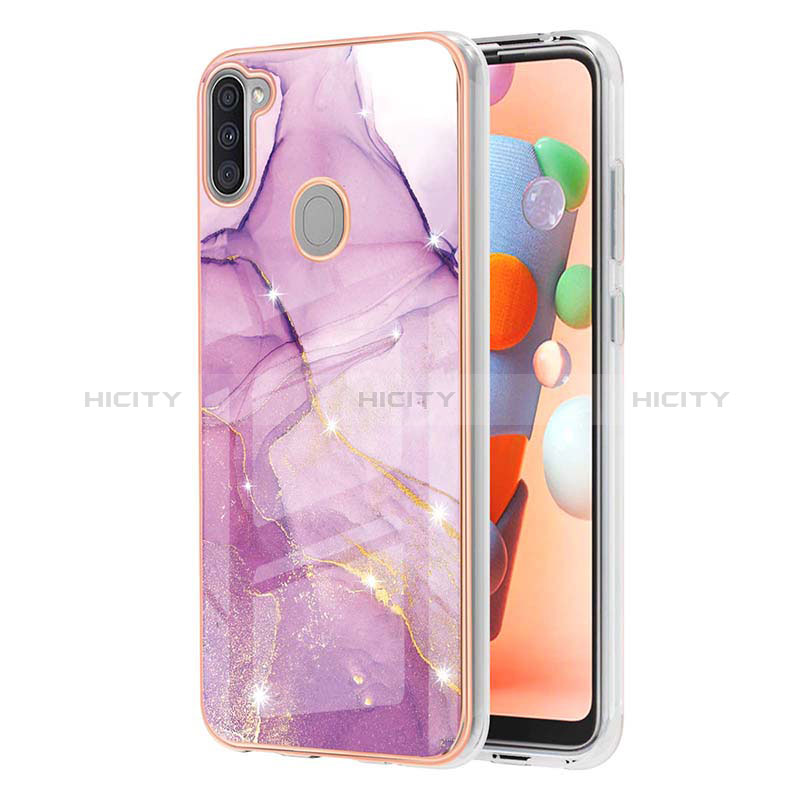 Handyhülle Silikon Hülle Gummi Schutzhülle Flexible Modisch Muster Y05B für Samsung Galaxy A11 Helles Lila