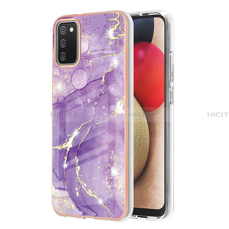 Handyhülle Silikon Hülle Gummi Schutzhülle Flexible Modisch Muster Y05B für Samsung Galaxy F02S SM-E025F Violett Plus