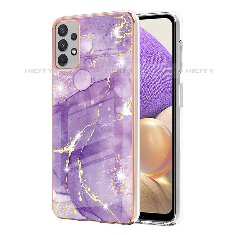 Handyhülle Silikon Hülle Gummi Schutzhülle Flexible Modisch Muster Y05B für Samsung Galaxy M32 5G Violett Plus