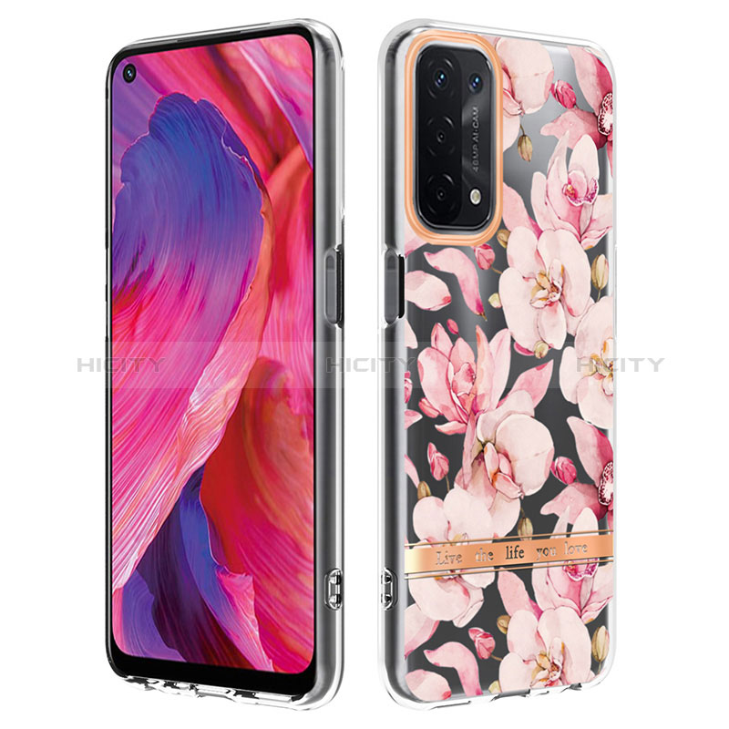 Handyhülle Silikon Hülle Gummi Schutzhülle Flexible Modisch Muster Y06B für Oppo A74 5G Rosa Plus