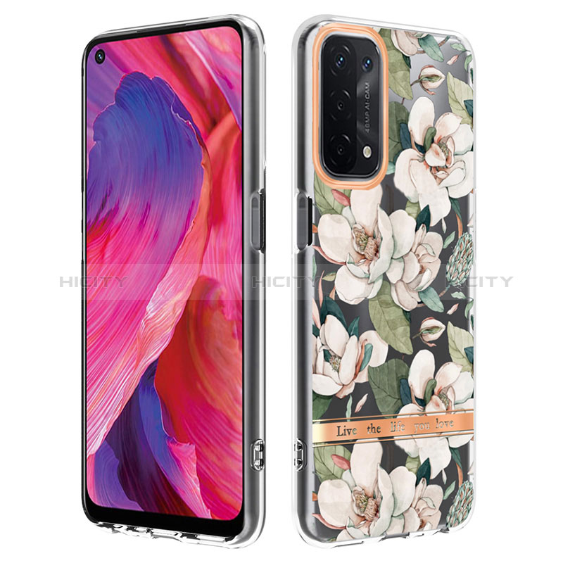 Handyhülle Silikon Hülle Gummi Schutzhülle Flexible Modisch Muster Y06B für Oppo A74 5G Weiß Plus