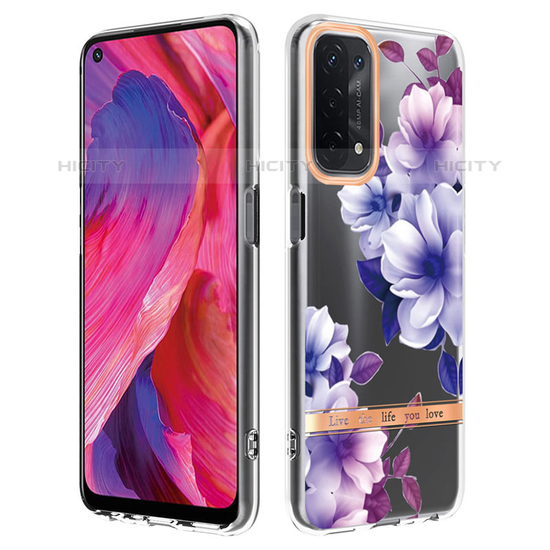 Handyhülle Silikon Hülle Gummi Schutzhülle Flexible Modisch Muster Y06B für Oppo A93 5G Violett Plus