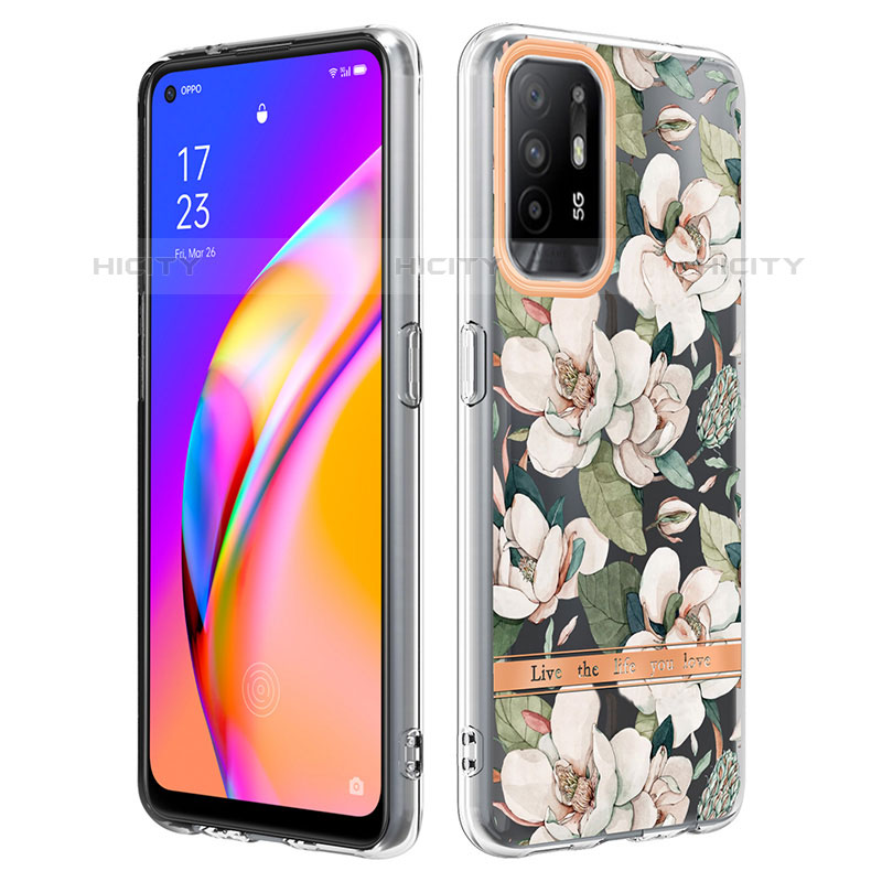 Handyhülle Silikon Hülle Gummi Schutzhülle Flexible Modisch Muster Y06B für Oppo A94 5G Weiß Plus