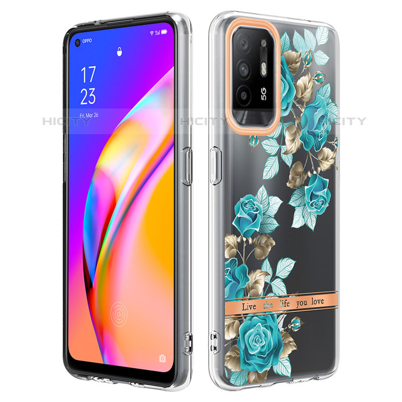 Handyhülle Silikon Hülle Gummi Schutzhülle Flexible Modisch Muster Y06B für Oppo A95 5G Cyan