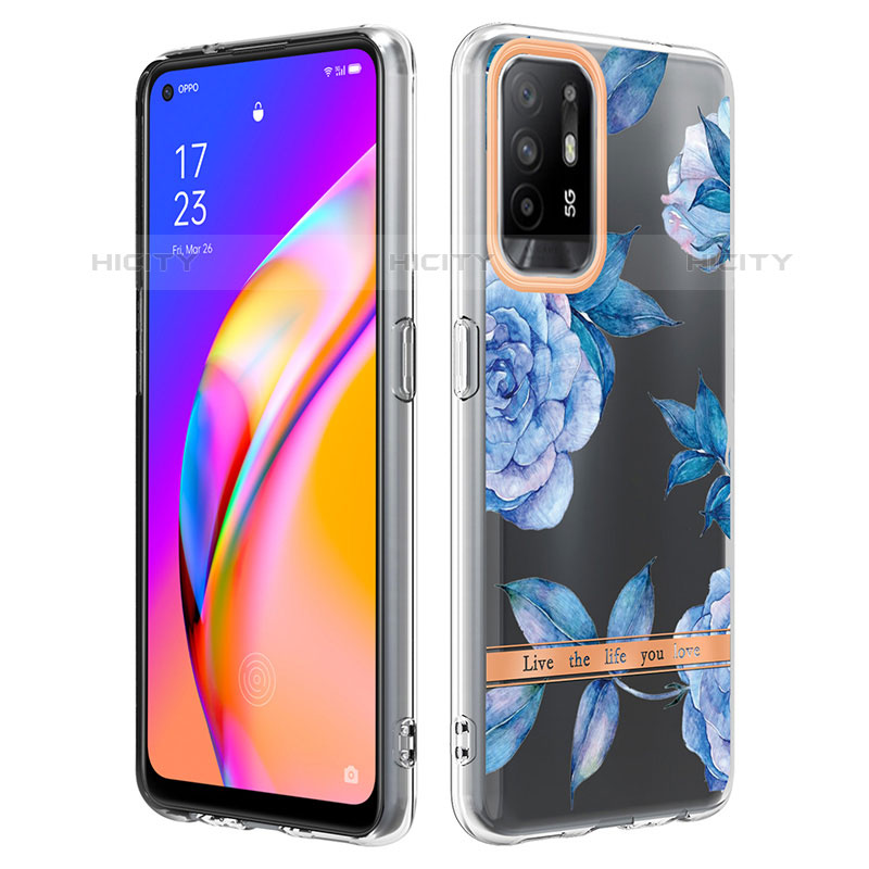 Handyhülle Silikon Hülle Gummi Schutzhülle Flexible Modisch Muster Y06B für Oppo F19 Pro+ Plus 5G Blau