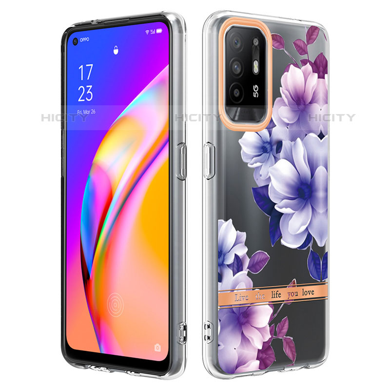 Handyhülle Silikon Hülle Gummi Schutzhülle Flexible Modisch Muster Y06B für Oppo F19 Pro+ Plus 5G Violett