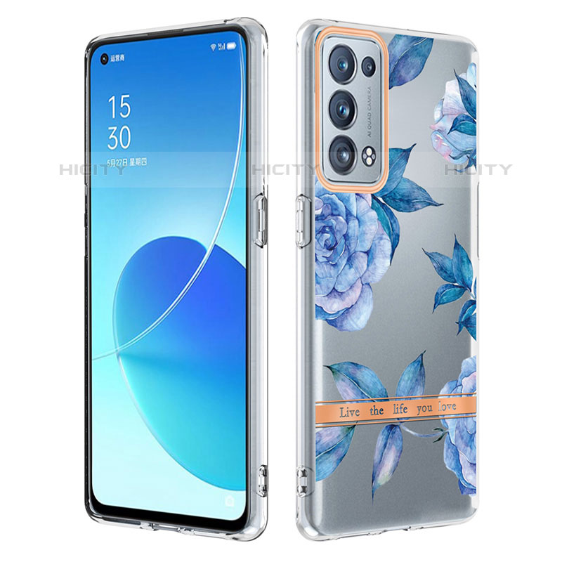 Handyhülle Silikon Hülle Gummi Schutzhülle Flexible Modisch Muster Y06B für Oppo Reno6 Pro+ Plus 5G Blau