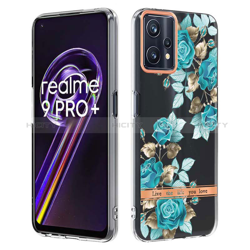 Handyhülle Silikon Hülle Gummi Schutzhülle Flexible Modisch Muster Y06B für Realme 9 4G Cyan