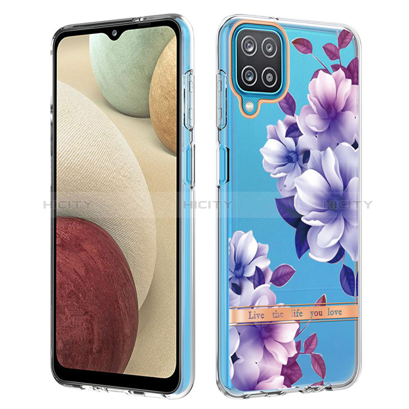 Handyhülle Silikon Hülle Gummi Schutzhülle Flexible Modisch Muster Y06B für Samsung Galaxy A12 5G Violett