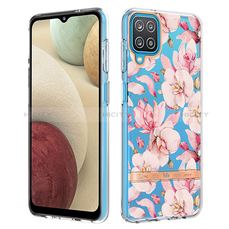 Handyhülle Silikon Hülle Gummi Schutzhülle Flexible Modisch Muster Y06B für Samsung Galaxy A12 Nacho Rosa