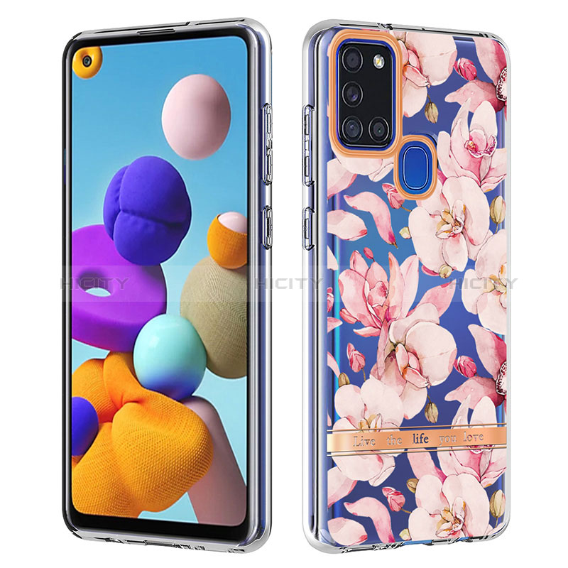 Handyhülle Silikon Hülle Gummi Schutzhülle Flexible Modisch Muster Y06B für Samsung Galaxy A21s Rosa