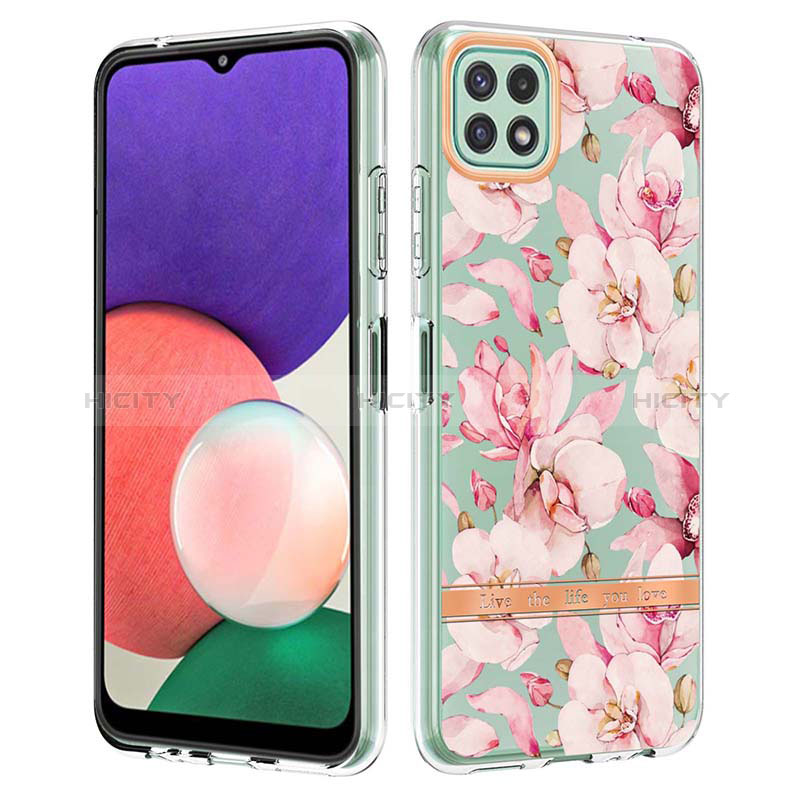 Handyhülle Silikon Hülle Gummi Schutzhülle Flexible Modisch Muster Y06B für Samsung Galaxy A22s 5G Rosa Plus