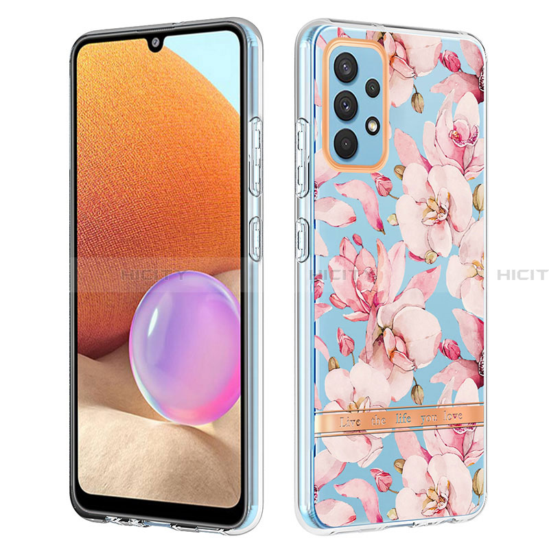 Handyhülle Silikon Hülle Gummi Schutzhülle Flexible Modisch Muster Y06B für Samsung Galaxy A32 4G Rosa Plus