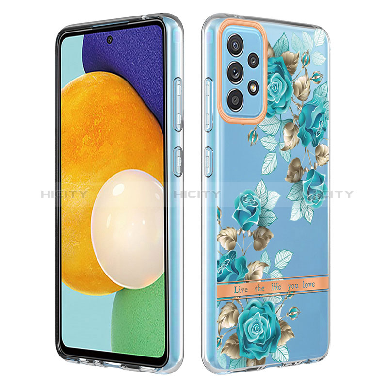 Handyhülle Silikon Hülle Gummi Schutzhülle Flexible Modisch Muster Y06B für Samsung Galaxy A52s 5G Cyan